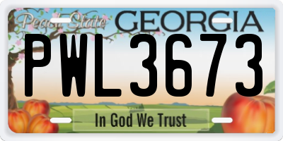 GA license plate PWL3673