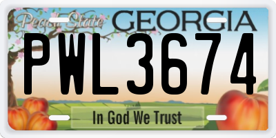 GA license plate PWL3674