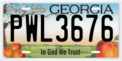 GA license plate PWL3676