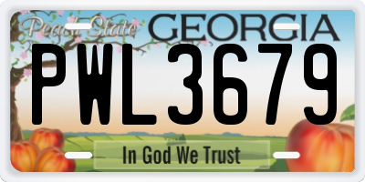 GA license plate PWL3679
