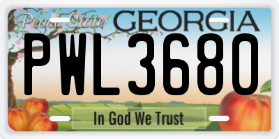 GA license plate PWL3680