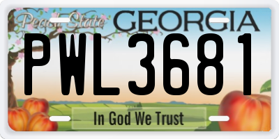 GA license plate PWL3681