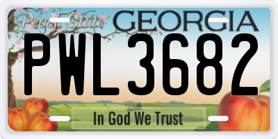 GA license plate PWL3682