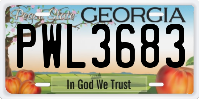 GA license plate PWL3683