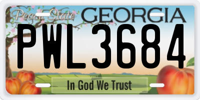 GA license plate PWL3684