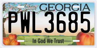 GA license plate PWL3685