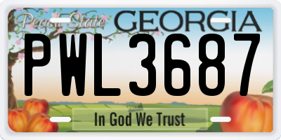 GA license plate PWL3687