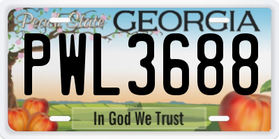 GA license plate PWL3688