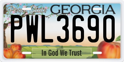 GA license plate PWL3690