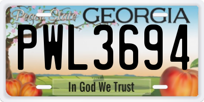 GA license plate PWL3694