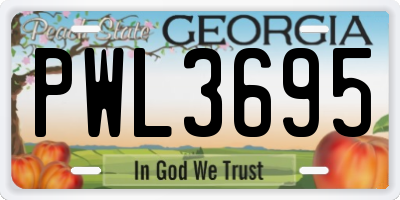 GA license plate PWL3695