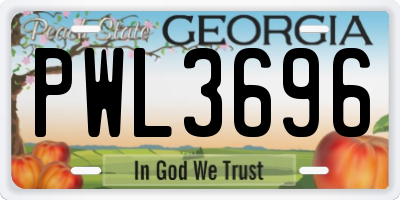 GA license plate PWL3696