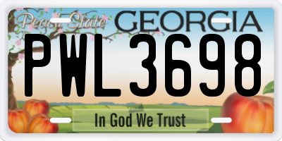 GA license plate PWL3698