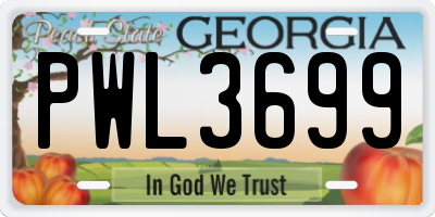 GA license plate PWL3699