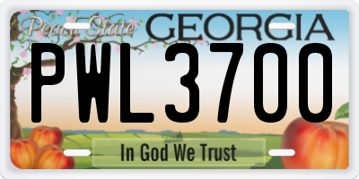 GA license plate PWL3700