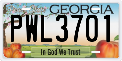 GA license plate PWL3701