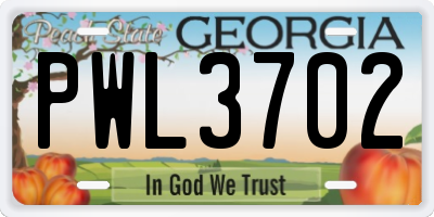 GA license plate PWL3702
