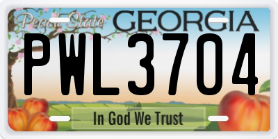 GA license plate PWL3704