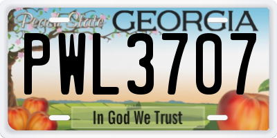 GA license plate PWL3707