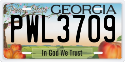 GA license plate PWL3709