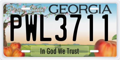 GA license plate PWL3711