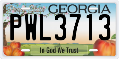 GA license plate PWL3713