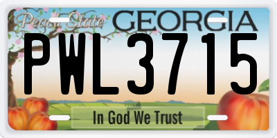 GA license plate PWL3715