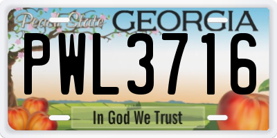 GA license plate PWL3716