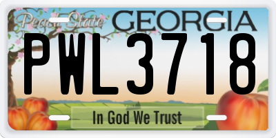 GA license plate PWL3718