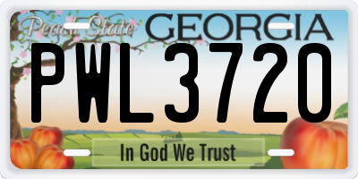 GA license plate PWL3720