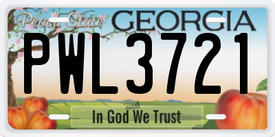 GA license plate PWL3721