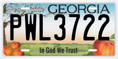 GA license plate PWL3722