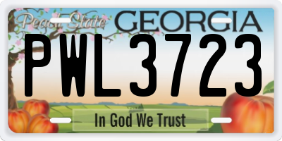 GA license plate PWL3723