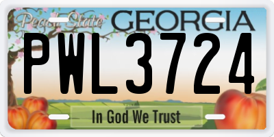 GA license plate PWL3724