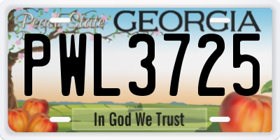 GA license plate PWL3725