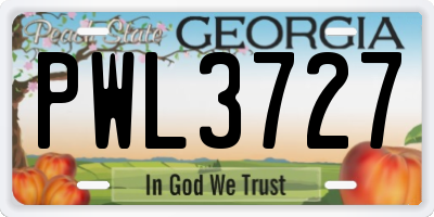 GA license plate PWL3727