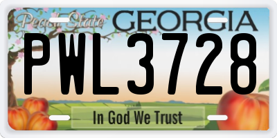 GA license plate PWL3728