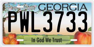 GA license plate PWL3733