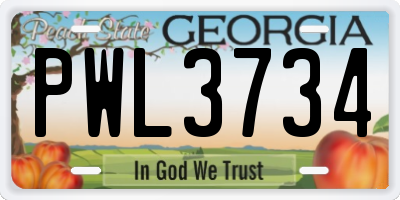 GA license plate PWL3734