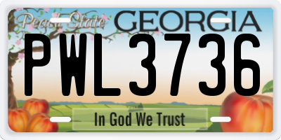 GA license plate PWL3736