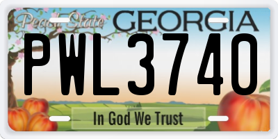 GA license plate PWL3740