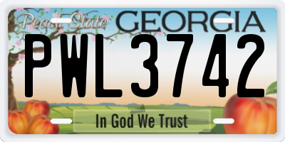 GA license plate PWL3742