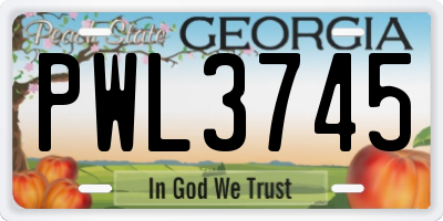 GA license plate PWL3745