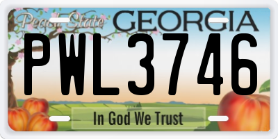 GA license plate PWL3746