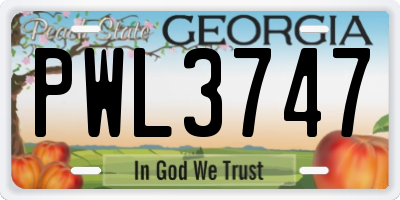 GA license plate PWL3747