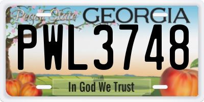 GA license plate PWL3748