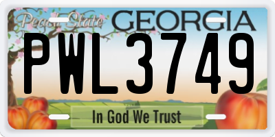 GA license plate PWL3749
