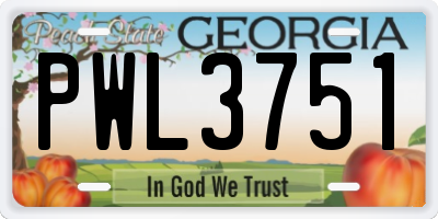 GA license plate PWL3751