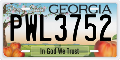 GA license plate PWL3752