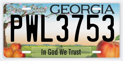 GA license plate PWL3753